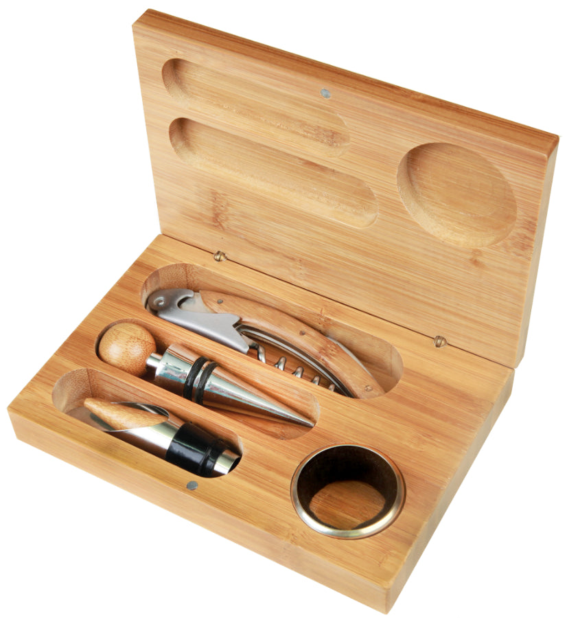 Wine Tool Set - Bamboo-Wood - Laser Engraved Drinkware