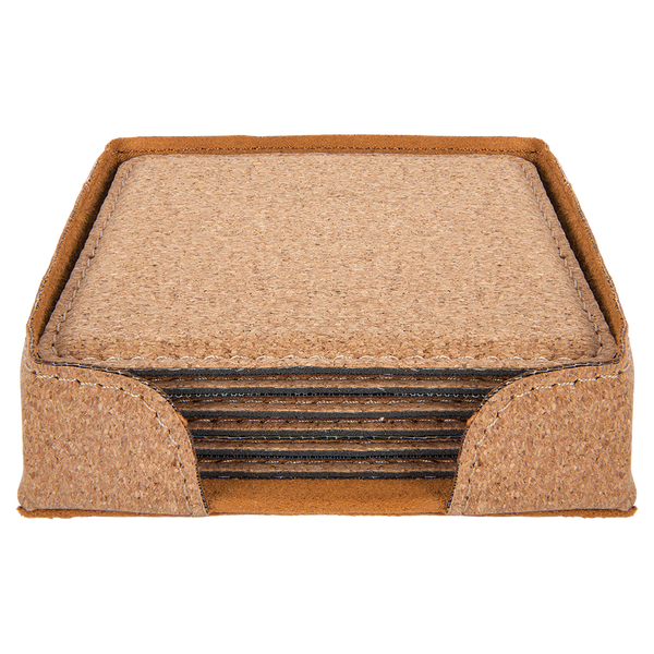 Cork Square 6 Coaster Set - Laser Engraved Drinkware