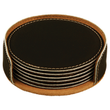 Round 6 Coaster Set - Laser Engraved Drinkware