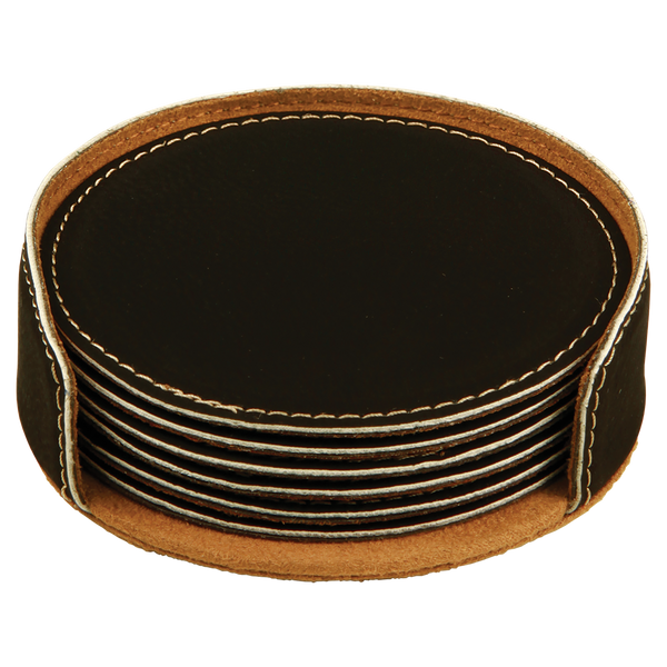Round 6 Coaster Set - Laser Engraved Drinkware