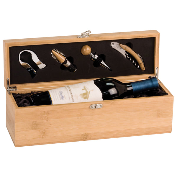 Single Wine Presentation Box 4 Tools - Laser Engraved Drinkware