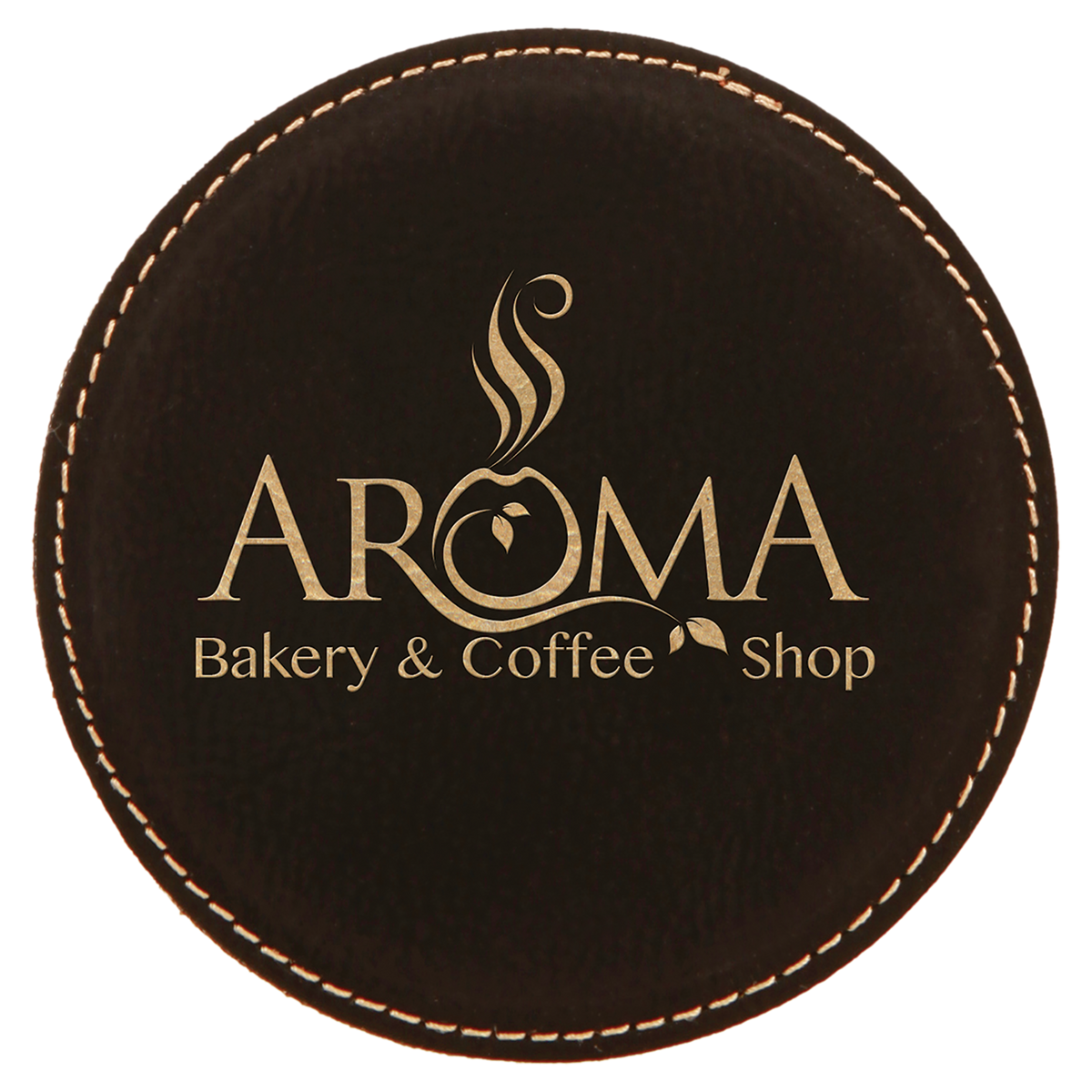 Round Leatherette Coaster (Single) - Laser Engraved Drinkware