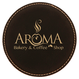 Round Leatherette Coaster (Single) - Laser Engraved Drinkware