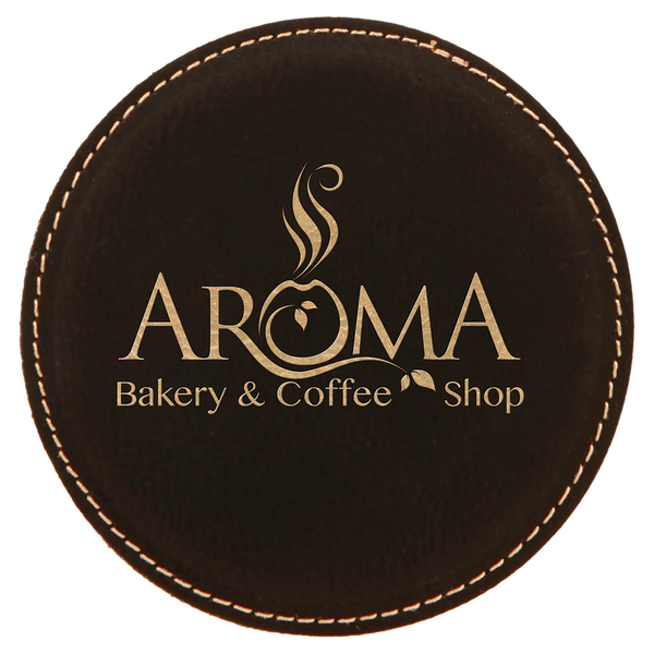 Round Leatherette Coaster (Single) - Laser Engraved Drinkware