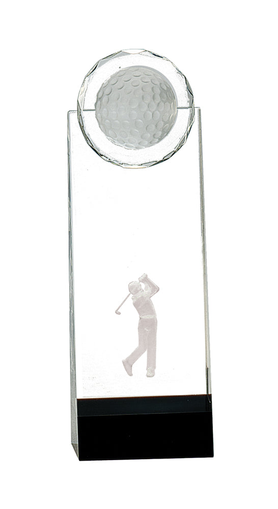 Crystal Standup With 3D Golfer - Custom Laser Engraved