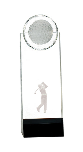 Crystal Standup With 3D Golfer - Custom Laser Engraved