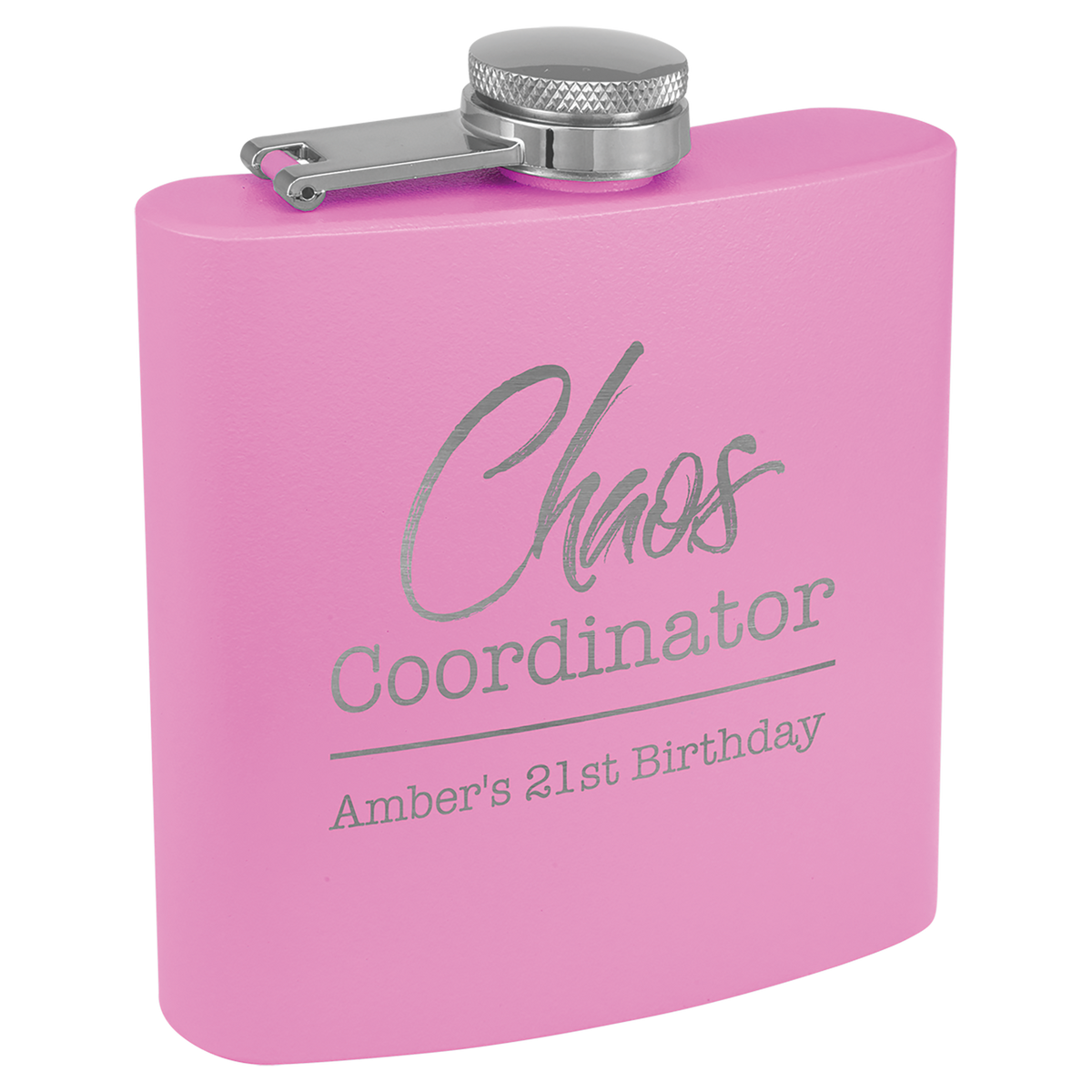 3 Oz Powder Coated Flask - Laser Engraved Drinkware