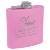 3 Oz Powder Coated Flask - Laser Engraved Drinkware