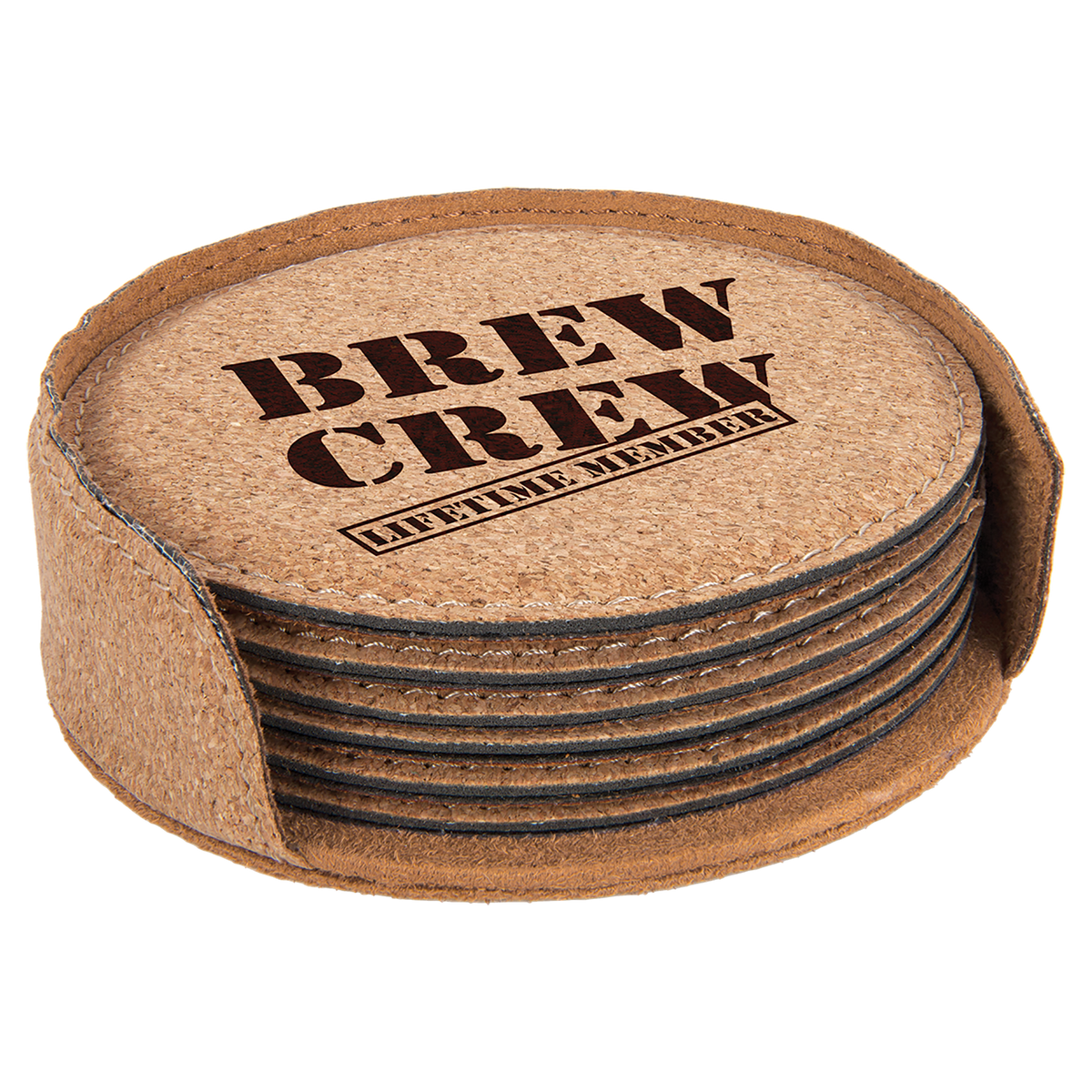 Cork Round 6 Coaster Set - Laser Engraved Drinkware