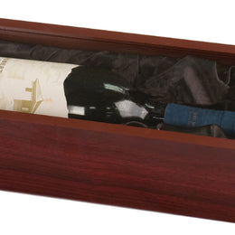 Rosewood Finish Wine Box Clear Acrylic Lid & Lining - Laser Engraved Drinkware