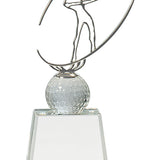 Crystal Golf Metal Oval Figure - Custom Laser Engraved