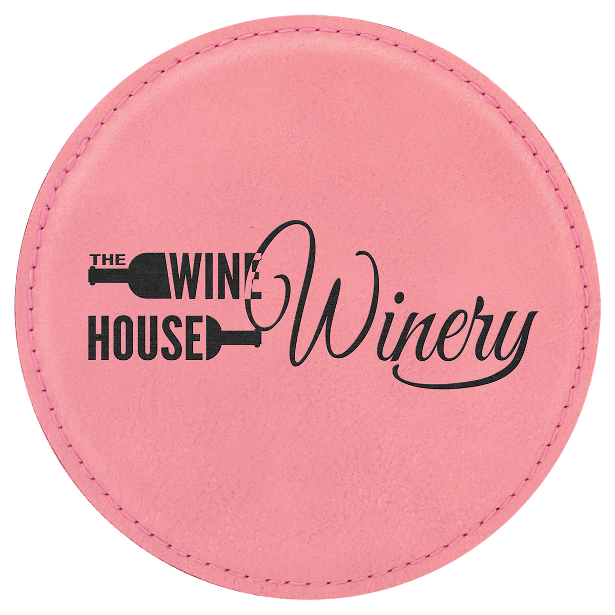 Round Leatherette Coaster (Single) - Laser Engraved Drinkware