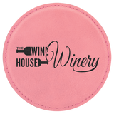 Round Leatherette Coaster (Single) - Laser Engraved Drinkware