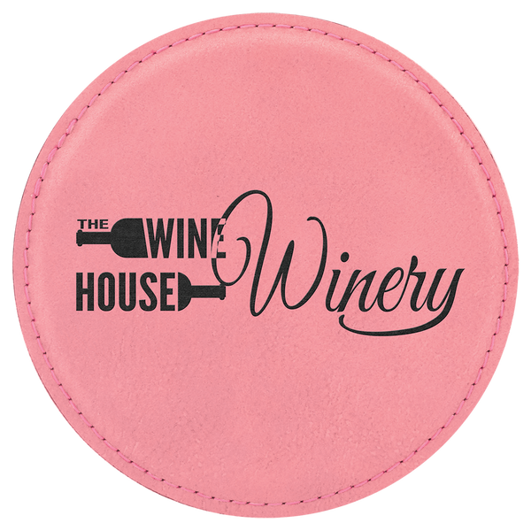 Round Leatherette Coaster (Single) - Laser Engraved Drinkware