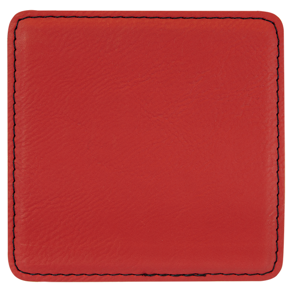 Red Square Coaster - Laser Engraved Drinkware
