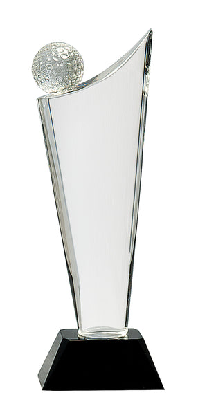 Crystal Golf Wave Black Base - Custom Laser Engraved