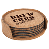 Cork Round 6 Coaster Set - Laser Engraved Drinkware