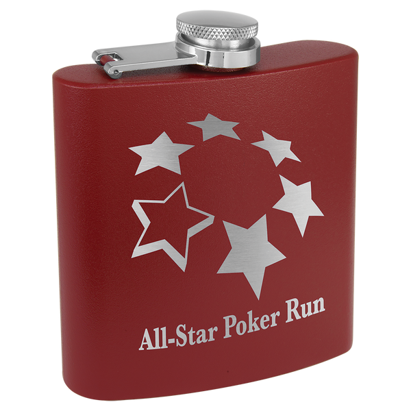 3 Oz Powder Coated Flask - Laser Engraved Drinkware