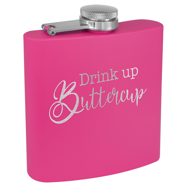 3 Oz Powder Coated Flask - Laser Engraved Drinkware
