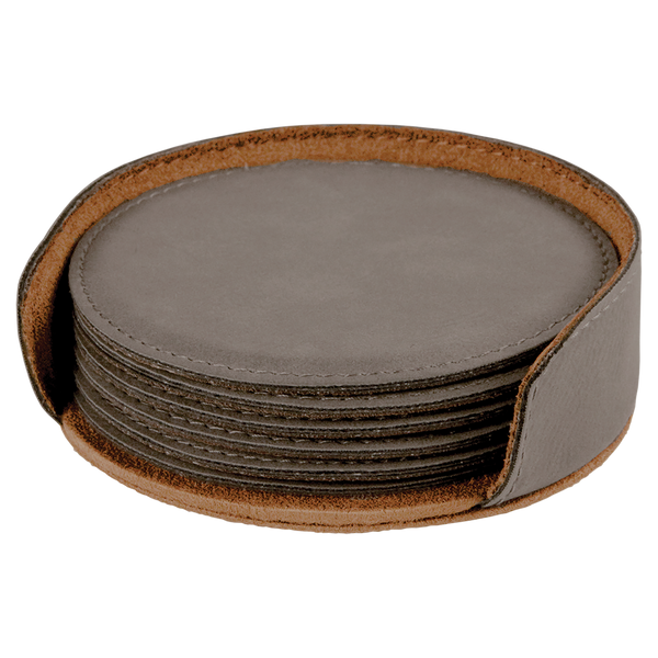 Round 6 Coaster Set - Laser Engraved Drinkware