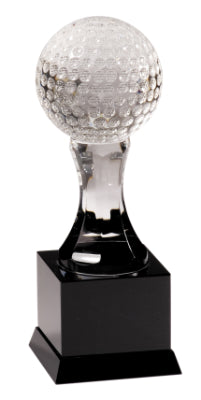 Crystal Golf Ball on Pedestal Base - Custom Laser Engraved