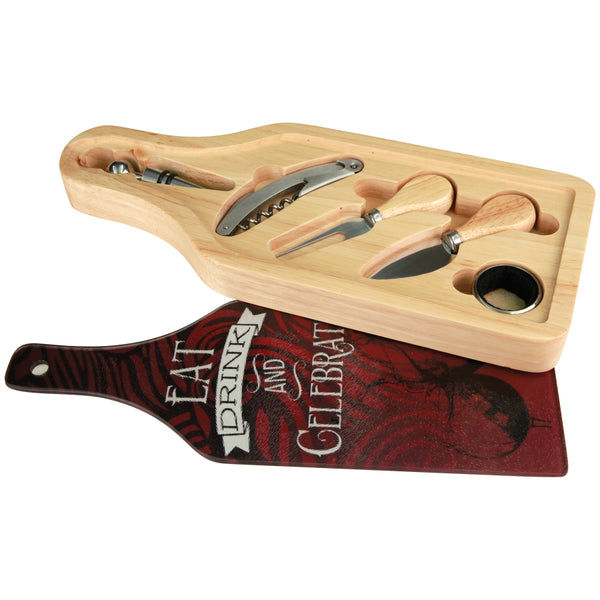 Wine & Cheese 6 Piece Set - Laser Engraved Drinkware