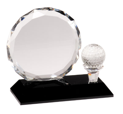 Round Facet Crystal Golf Ball Award - Custom Laser Engraved