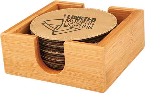Round Leatherette Coaster (Single) - Laser Engraved Drinkware