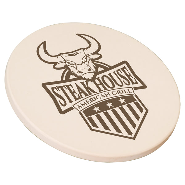 Sandstone Coaster Cork Backing - Laser Engraved Drinkware