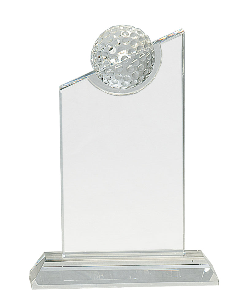 Crystal Golf Ball On Clear Base - Custom Laser Engraved