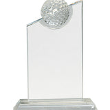 Crystal Golf Ball On Clear Base - Custom Laser Engraved