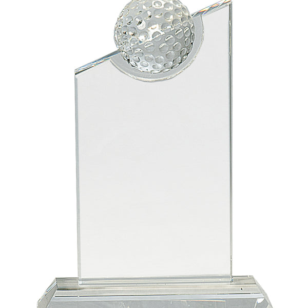 Crystal Golf Ball On Clear Base - Custom Laser Engraved