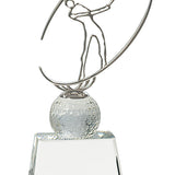 Crystal Golf Metal Oval Figure - Custom Laser Engraved