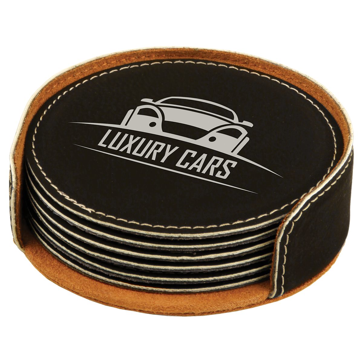 Round 6 Coaster Set - Laser Engraved Drinkware