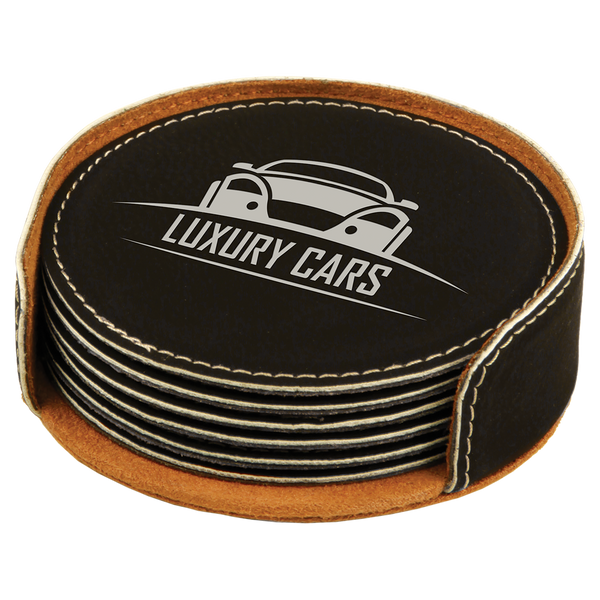 Round 6 Coaster Set - Laser Engraved Drinkware