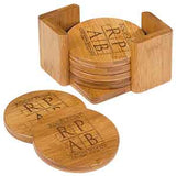 Round 6 Coaster Set Holder - Laser Engraved Drinkware