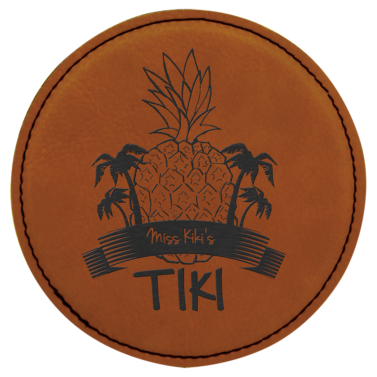Round Leatherette Coaster (Single) - Laser Engraved Drinkware