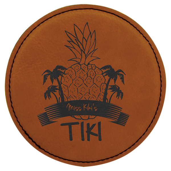 Round Leatherette Coaster (Single) - Laser Engraved Drinkware