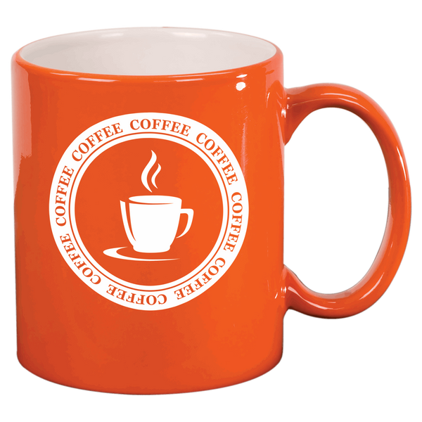 11 Oz Round Ceramic Mug - Laser Engraved Ceramic