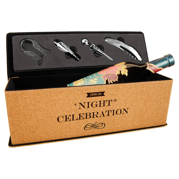 Cork Single Wine Box Tools - Laser Engraved Drinkware