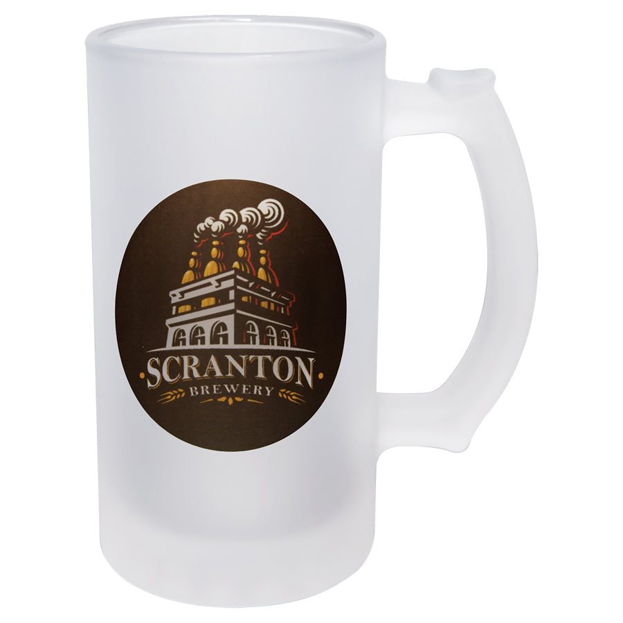 Frosted 16 Oz Beer Glass Handle - Laser Engraved Drinkware