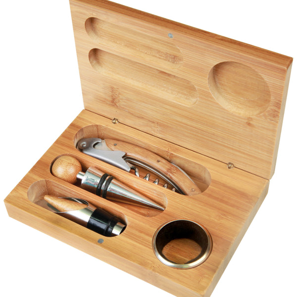Wine Tool Set - Bamboo-Wood - Laser Engraved Drinkware