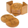 Round 6 Coaster Set Holder - Laser Engraved Drinkware