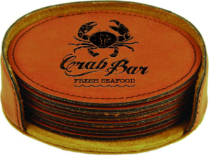 Round 6 Coaster Set - Laser Engraved Drinkware