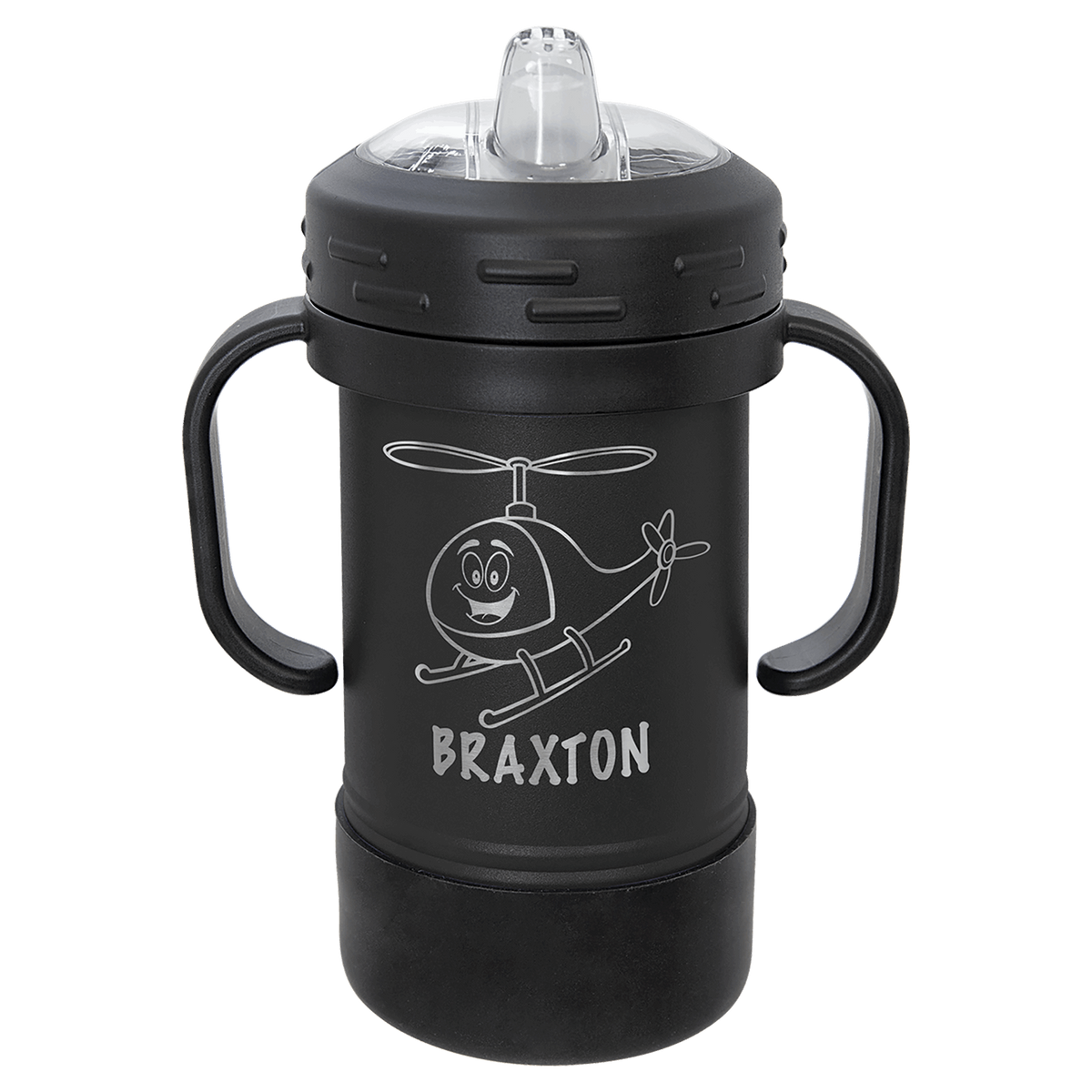 10 oz Black Sippy Cup Tumbler - Laser Engraved Drinkware