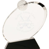 Oblong Crystal Golf Award - Custom Laser Engraved