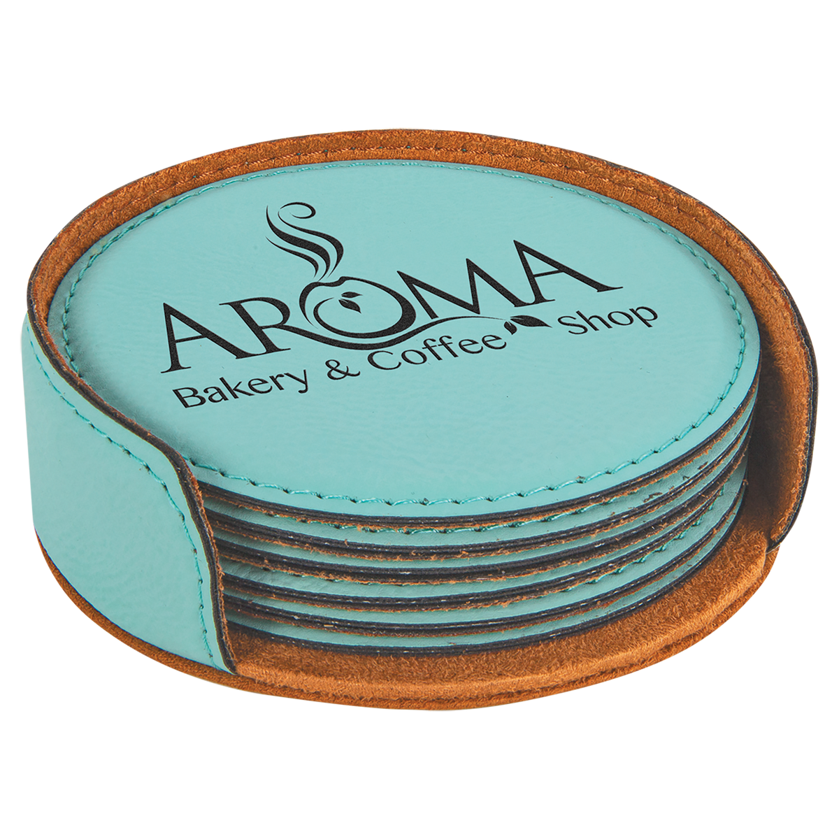 Round 6 Coaster Set - Laser Engraved Drinkware