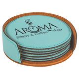Round 6 Coaster Set - Laser Engraved Drinkware