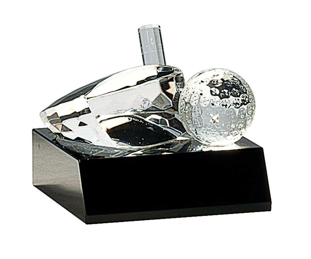 Crystal Golf Ball Black Base - Custom Laser Engraved