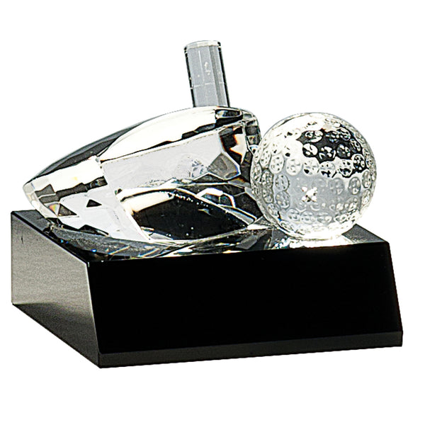 Crystal Golf Ball Black Base - Custom Laser Engraved